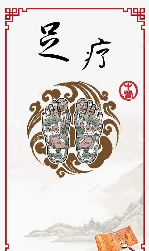 足疗图png免抠素材_新图网 https://ixintu.com 中国风 养生 祥云 足疗 边框