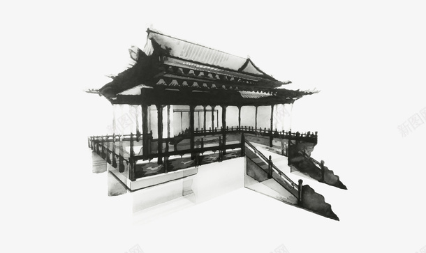 古风庭园文化楼阁png免抠素材_新图网 https://ixintu.com 写意 古城 宁静 户外 水墨 水墨庭院 特写 画意 高清
