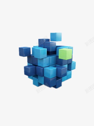 小方块png免抠素材_新图网 https://ixintu.com 几何 几何装饰 正方体 科技蓝 蓝色