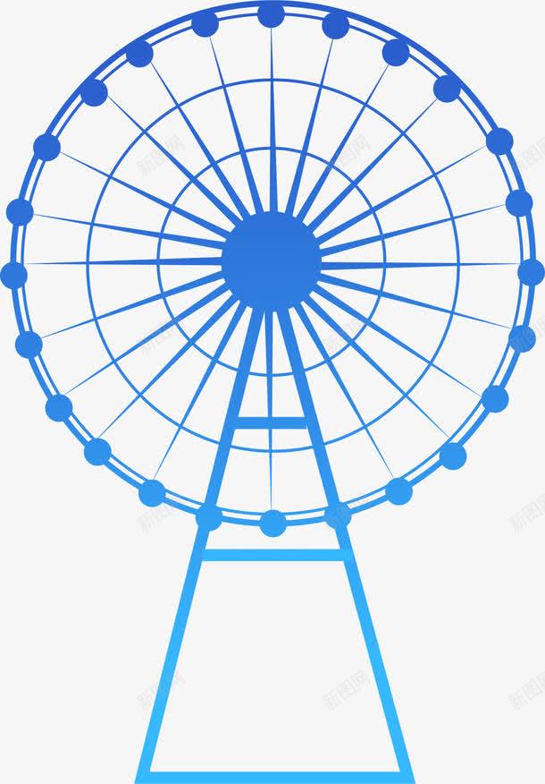 蓝色摩天轮png免抠素材_新图网 https://ixintu.com AI 乐园 卡通 圆形 手绘 摩天轮 游乐场 蓝色