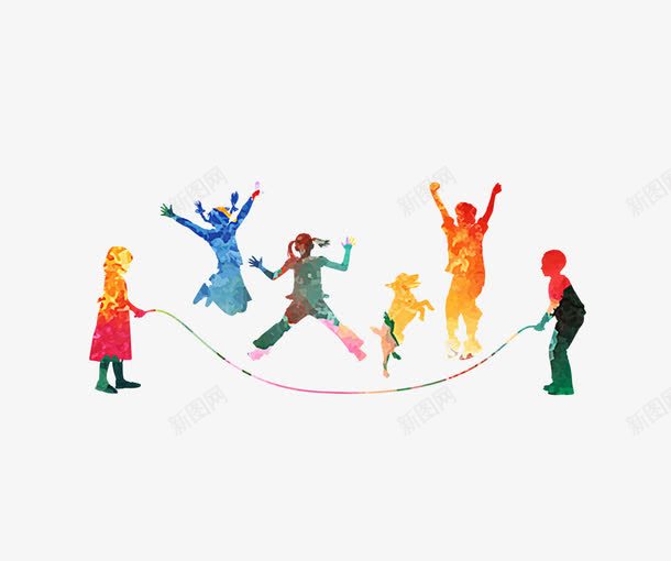 跳绳的孩子们png免抠素材_新图网 https://ixintu.com 剪影 孩子 海报 跳绳 跳绳孩童 运动