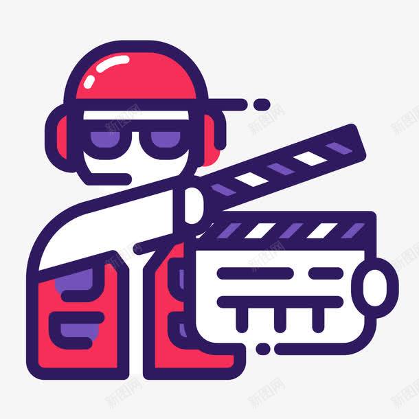 彩色手绘导演元素图标png_新图网 https://ixintu.com 卡通 图标 墨镜 彩色 扁平化 手绘 拍摄 电影 纹理 线稿