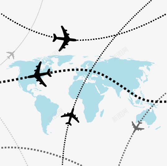 航空飞机飞行路线png免抠素材_新图网 https://ixintu.com 世界地图 航线 航线图 路线 飞机 飞机轨迹 飞行