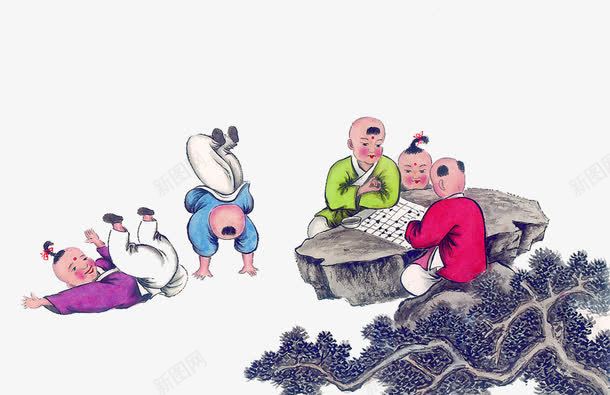 儿童玩游戏png免抠素材_新图网 https://ixintu.com 人物 儿童 国画 文化艺术 绘画书法