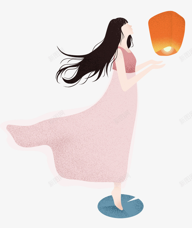 夏日夜晚女孩放河灯png免抠素材_新图网 https://ixintu.com 中秋 唯美 夏日 夏日夜晚女孩放河灯 夜色 女孩 手绘 放河灯 祈愿 祈祷 荷花灯