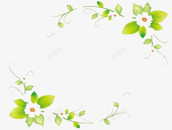 花朵边框png免抠素材_新图网 https://ixintu.com 白色花朵边框 碎花边框 绿叶相框