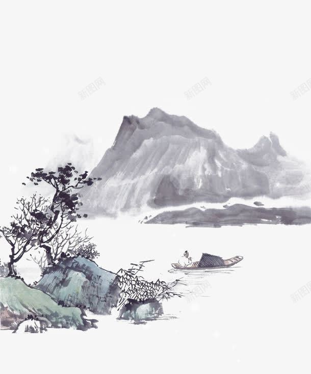 山水游玩png免抠素材_新图网 https://ixintu.com 山峰 水流 河流 游玩