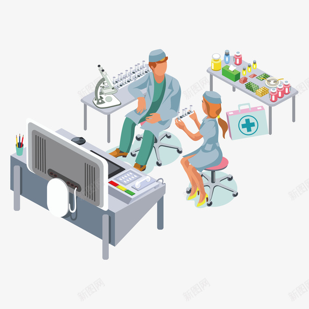 正在工作的卡通医生矢量图ai免抠素材_新图网 https://ixintu.com 医生 工作 生物医药 生物医药产业 生物医药展板 生物医药广告 生物医药整容 矢量图