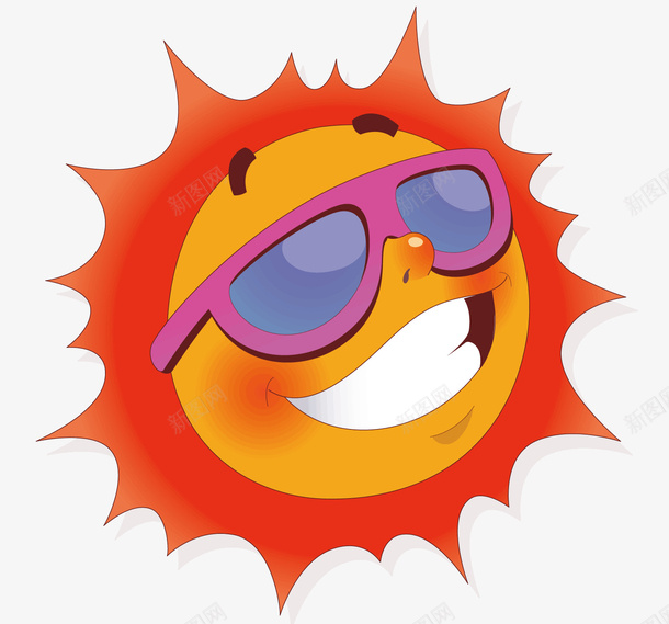 一个戴眼镜的太阳矢量图ai免抠素材_新图网 https://ixintu.com 卡通 夏天 夏日阳光 大笑的太阳 太阳镜 火红的太阳 矢量图