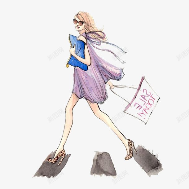 水彩时尚女性模特走秀图案png免抠素材_新图网 https://ixintu.com 大气 女性 时尚 时装 春夏 春天气息 模特 气质 水彩 美丽 走秀 青春