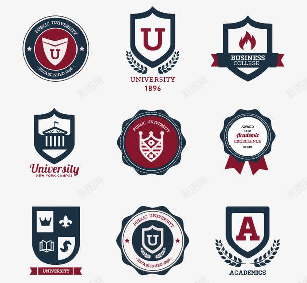 复古大学标签矢量图图标ai_新图网 https://ixintu.com 大学图标 大学标志 大学标签 标签矢量素材 简约 矢量图