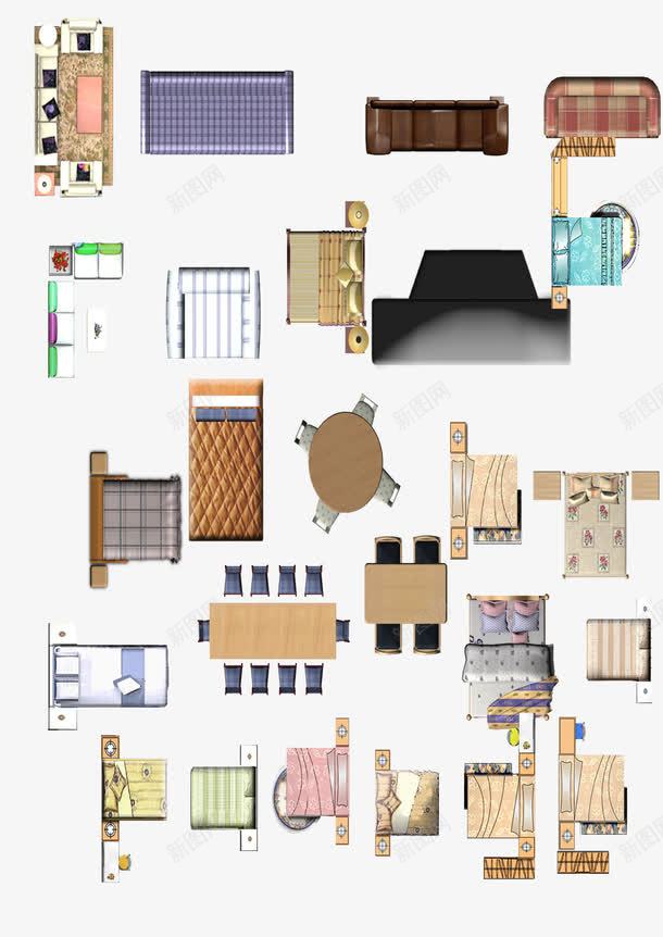 精装修家居png免抠素材_新图网 https://ixintu.com 家具平面图 房间平面图 精装修 舒适 装饰