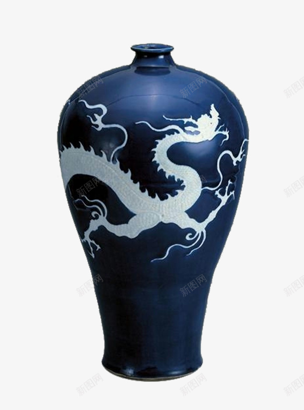 元代霁蓝釉白龙纹梅瓶png免抠素材_新图网 https://ixintu.com 元代 梅瓶 釉白 龙纹