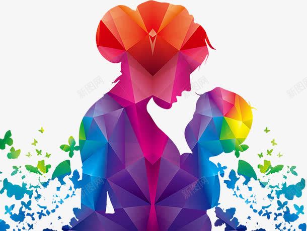 几何图形拼接母女有爱抽象png免抠素材_新图网 https://ixintu.com 几何图形 抽象 拼接 母女