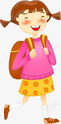 快乐的学生png免抠素材_新图网 https://ixintu.com 上学 书包 女孩 矢量卡通