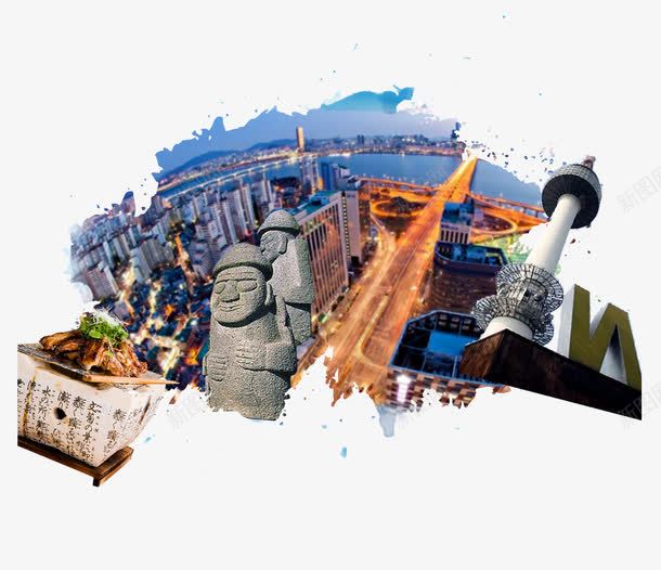 都市雕像美食png免抠素材_新图网 https://ixintu.com 建筑 海报 美食 都市 雕像 韩国旅游