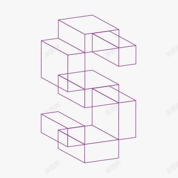 四维空间字母简图Spng免抠素材_新图网 https://ixintu.com 创意 四维空间 电脑作图 科技 线条 英文字母S
