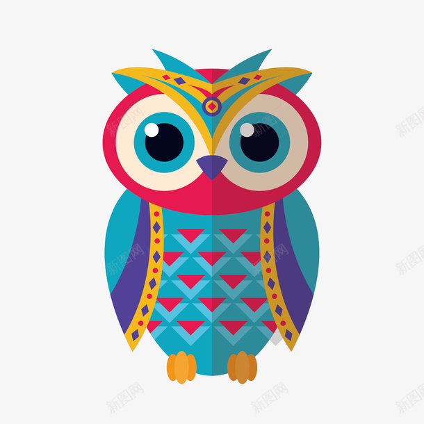 卡通大眼睛花纹猫头鹰矢量图eps免抠素材_新图网 https://ixintu.com 动物 卡通 小清新 彩色 猫头鹰 简约 花纹 装饰 鸟类 矢量图