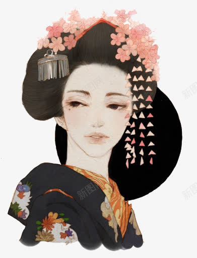日本人物png免抠素材_新图网 https://ixintu.com 和服 和风 女性 工笔画 手绘 日姬