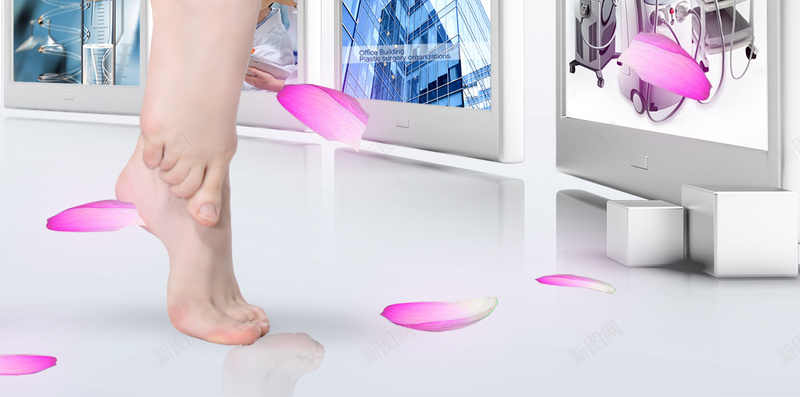 简约美容科技H5背景psd设计背景_新图网 https://ixintu.com H5 医疗 小清新 文艺 科技 简约 美容 美腿 花瓣