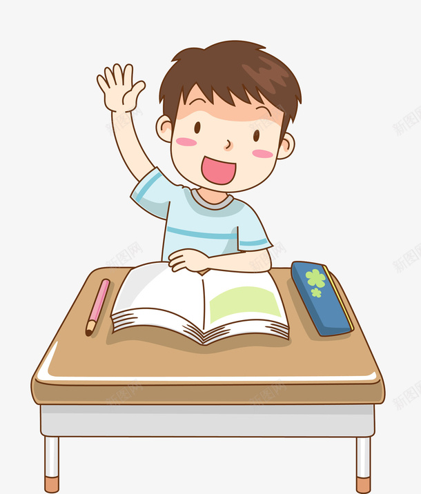 举手的男孩png免抠素材_新图网 https://ixintu.com 卡通 可爱的 学生 小男孩举手 手绘 插图 积极地 高兴地