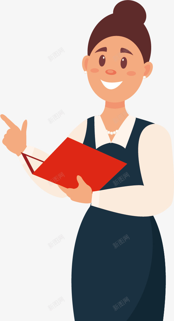 卡通讲课老师png免抠素材_新图网 https://ixintu.com 动漫风 卡通 头像 授课 红色书本 老师 讲师