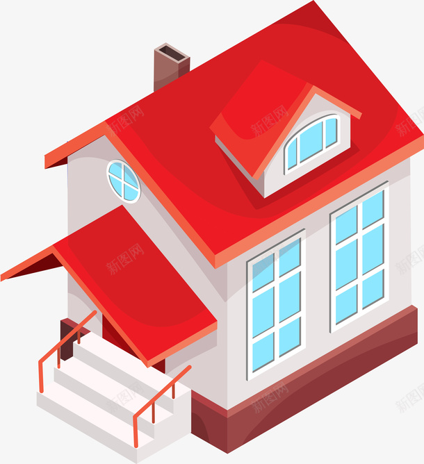 卡通立体别墅png免抠素材_新图网 https://ixintu.com 别墅 卡通房屋 家具 家居 矢量图案 装饰