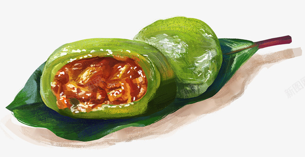 手绘水彩食物插图青团插画png免抠素材_新图网 https://ixintu.com 手绘 插画 水彩 艾草团 节日饮食 青团 食物插图