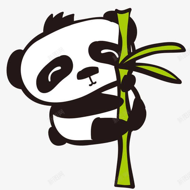 手绘卡通熊猫爬竹子png免抠素材_新图网 https://ixintu.com T恤设计 卡通熊猫 可爱熊猫 手机壳贴纸 插画 服装设计 熊猫爬竹子 笔记本封面设计