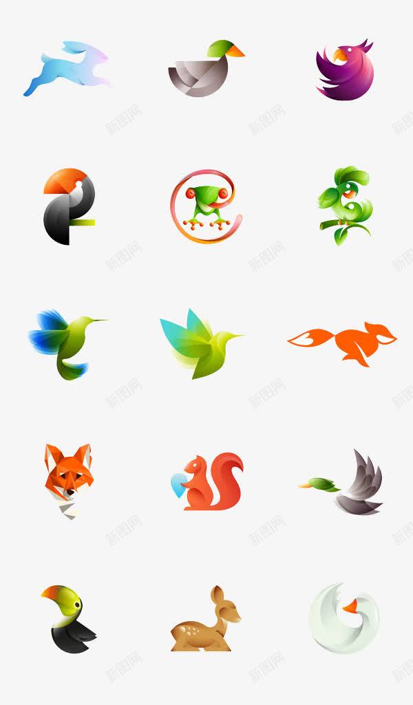 扁平化动物logo图标png_新图网 https://ixintu.com H5页面素材 动物logo 卡通 扁平化 扁平素材 电商卡通 简约动物 网页设计卡通