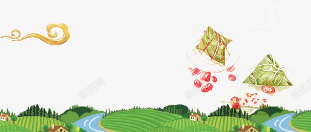 卡通手绘春季草地海报插画png免抠素材_新图网 https://ixintu.com 卡通手绘 插画 春天 河流 海报 绿色 草地 踏青