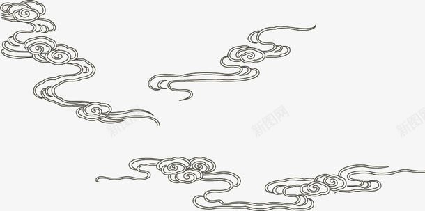 中秋节手绘黑色线条云彩png免抠素材_新图网 https://ixintu.com 中秋节 云彩 线条 黑色