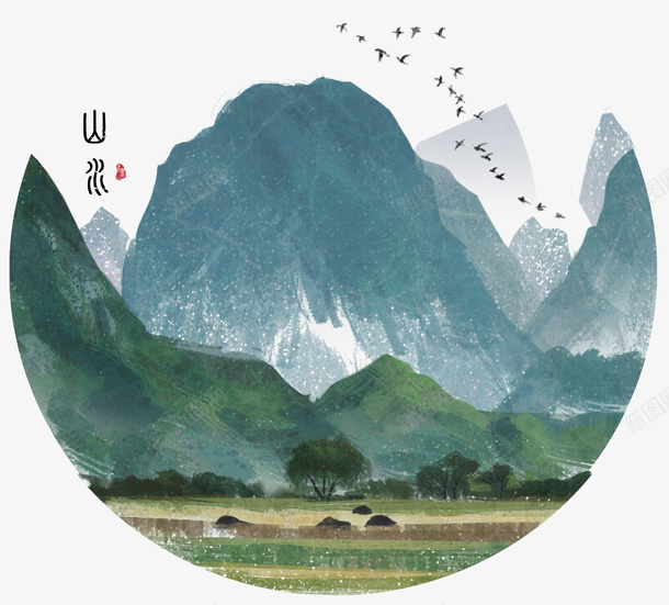 清明水墨风山水风景psd免抠素材_新图网 https://ixintu.com 山水 手绘 水墨 清明水墨风 清明节 风景 高山