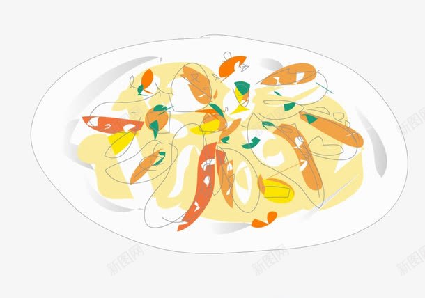 炒菜食物png免抠素材_新图网 https://ixintu.com 手绘 盘子 美食 饭菜