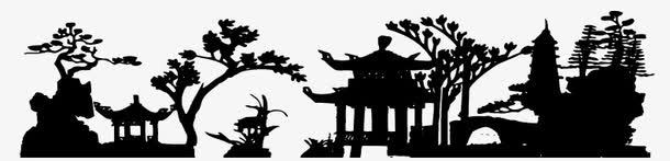 一款古典风格中国庭院剪影素png免抠素材_新图网 https://ixintu.com 矢量建筑中国庭院剪影古典风格亭子树木倒影亭台楼阁