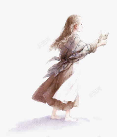 卖火柴的小女孩png免抠素材_新图网 https://ixintu.com 网页水彩水粉