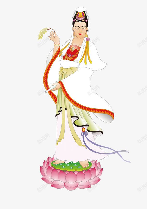 站在莲花座上的观音菩萨png免抠素材_新图网 https://ixintu.com 佛教 矢量菩萨 莲花座 观音菩萨 观音菩萨图片