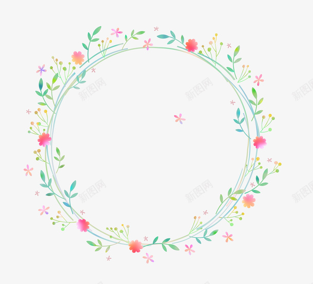 春季美丽花朵草环png免抠素材_新图网 https://ixintu.com 春天 春季 春日 自然 花圈 花环 花藤 草环