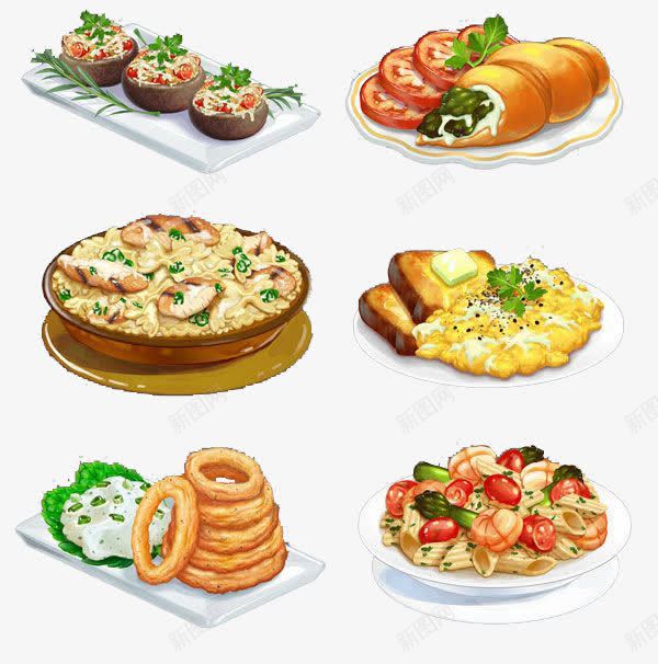 手绘美食png免抠素材_新图网 https://ixintu.com 菜单 食物 饭店 饭菜