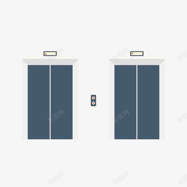 手绘扁平化蓝灰色电梯门png免抠素材_新图网 https://ixintu.com 几何手绘 建材 建筑材料 扁平化 扁平化门 手绘 电梯门 蓝灰色 门