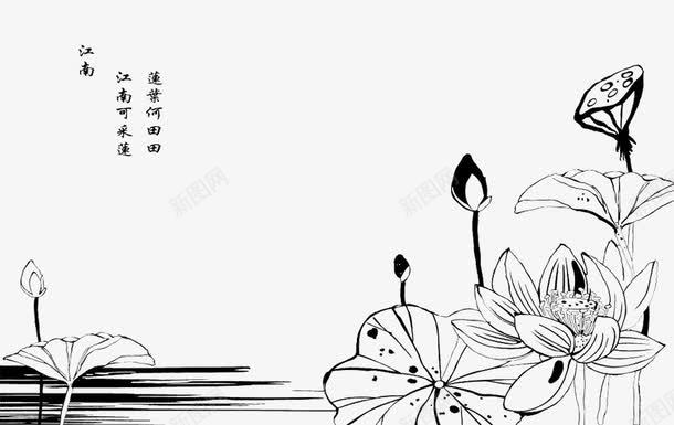 古风画荷花png免抠素材_新图网 https://ixintu.com 古风 花 荷花 荷花儿 莲花 莲花画稿图片素材 莲花线稿 装饰画 装饰画莲花