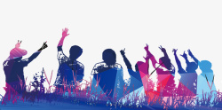 一群青年背影手绘五四青年节炫彩青春人物背影高清图片