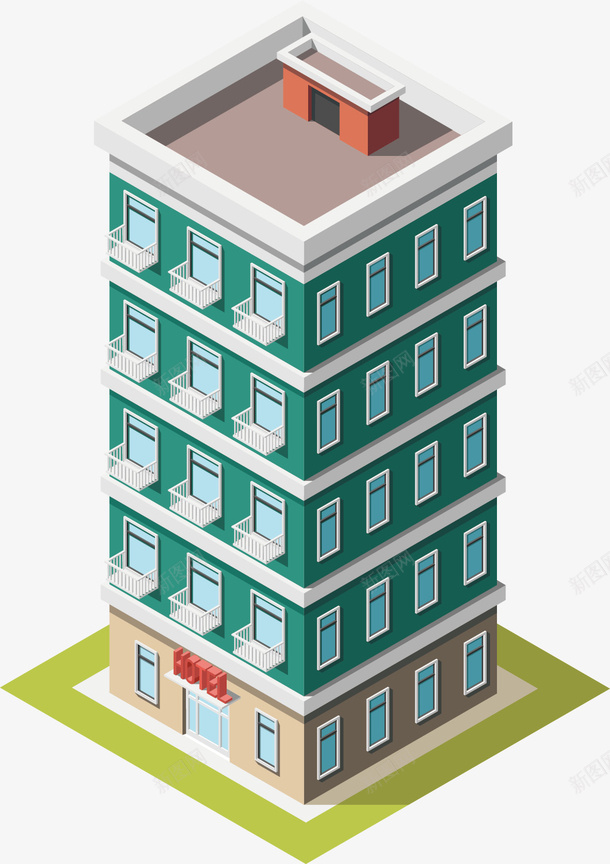 蓝色一栋楼房png免抠素材_新图网 https://ixintu.com 公寓 卡通手绘 蓝色 蓝色墙壁 高楼大厦