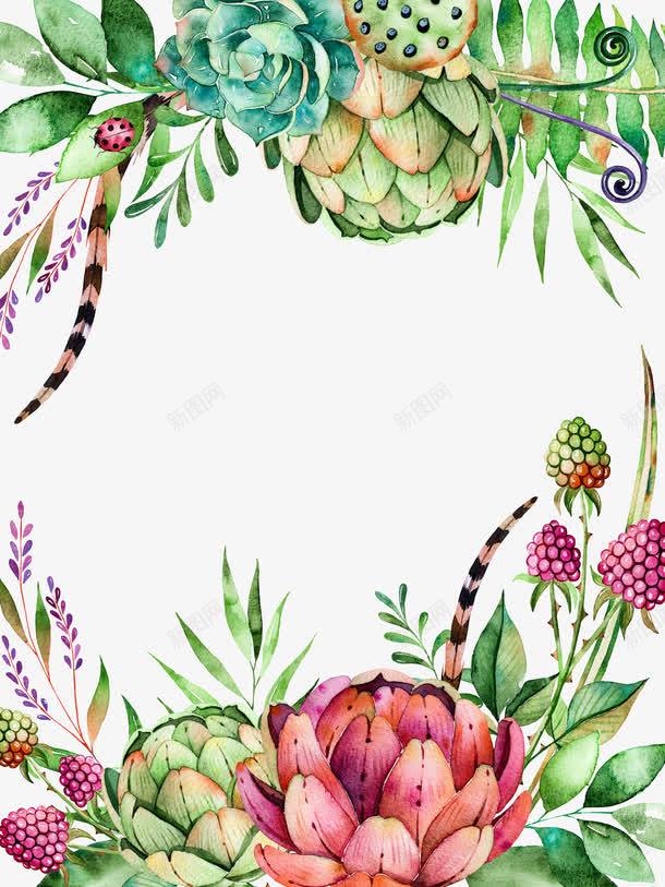 多肉底纹png免抠素材_新图网 https://ixintu.com 多肉 小清新底纹 树叶 水彩植物 花卉装饰