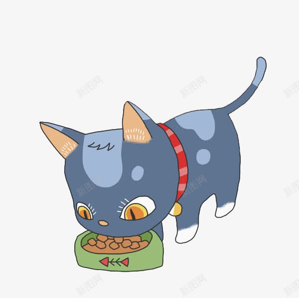 吃东西的猫咪png免抠素材_新图网 https://ixintu.com 动物 可爱 嚼东西 宠物 小猫 水彩 猫咪 美食 蓝色 食物