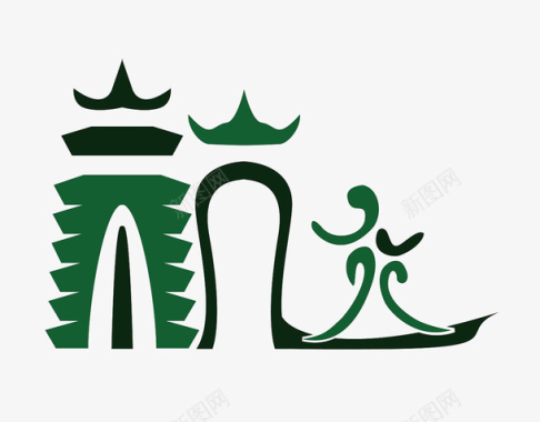 简约印象杭州雷峰塔logo图标图标