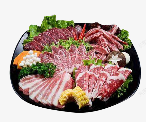 黑色盘子里的新鲜牛肉拼盘png免抠素材_新图网 https://ixintu.com 拼盘 潮汕牛肉 牛肉片 盘子自理的食材 美食 食物 食物拼图 餐饮 饭店
