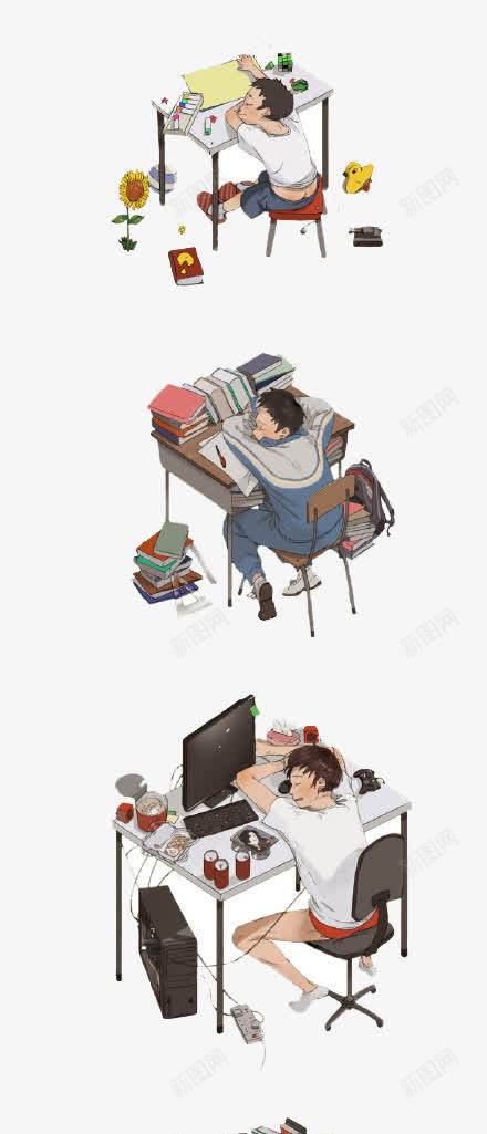 小学到大学趴在桌子上的学子png免抠素材_新图网 https://ixintu.com 中学 书桌 大学 学子 小学