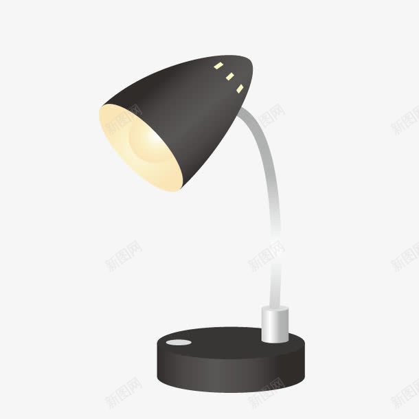 卡通黑色台灯png免抠素材_新图网 https://ixintu.com 办公用具 卡通台灯 室内摆设 灯具 黑色台灯