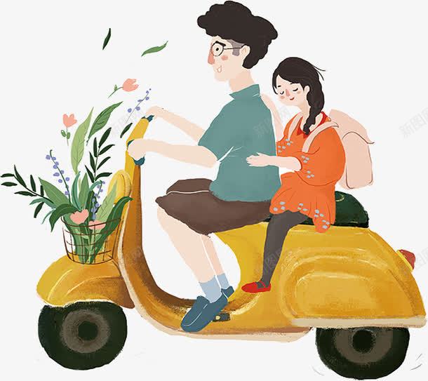 父亲载小绵羊png免抠素材_新图网 https://ixintu.com 创意 卡通 图案 小清新 彩色装饰 父亲节 父女俩 简约